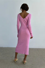 Long Sleeve Ribbed Sweater Dress