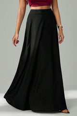 Elegant Black Ins Style Umbrella Maxi Skirt