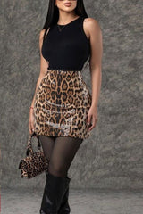 Sparkling Sequin Leopard Bodycon Mini Skirt