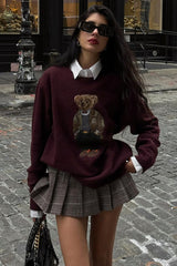 Bear Embroidery Oversized Sweater