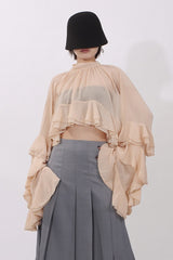 Elegant Ruffle Inserted Drop Shoulder Blouse