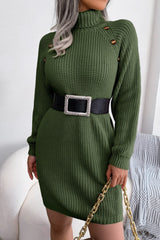 Long Sleeve Button Knit Sweater Dress
