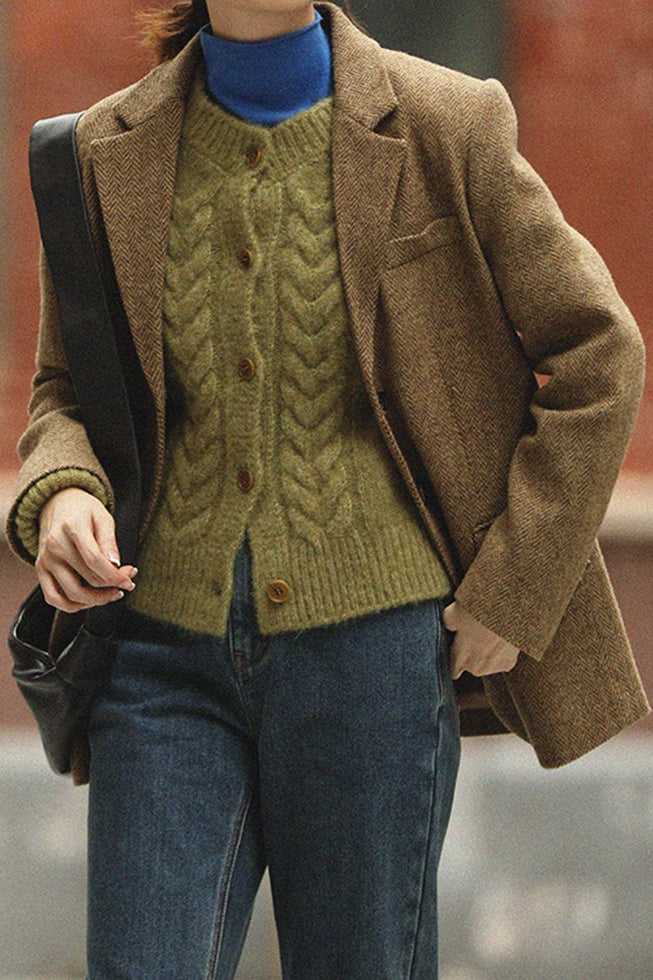 Wool Blend Single Breasted Blazer