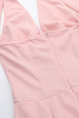 Elegant Deep V Halter Backless Maxi Party Dress