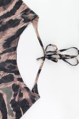 Sheer Chiffon Leopard Print Bikini Maxi Skirt Set