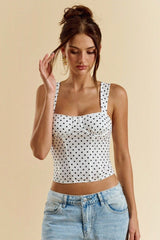 Chic Polka Dot Bustier Sleeveless Tank Top