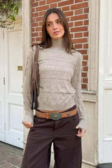 Cable Knit Round Neck Knit Top