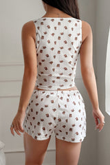 Bear Print Cami Top Shorts Set