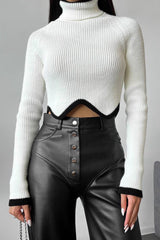 Chic Leather Patchwork Slim Straight Pants