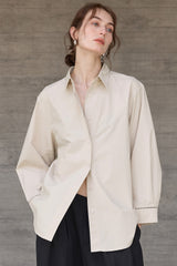 Long Sleeve Cotton Lapel Collar Blouse