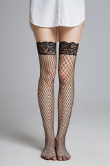 Plus Size Mesh Silicone Trim Fishnet Tights