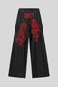 Red Dragon Embroidered Wide Leg Jeans