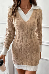 Colorblock Peter Pan Collar Sweater Dress