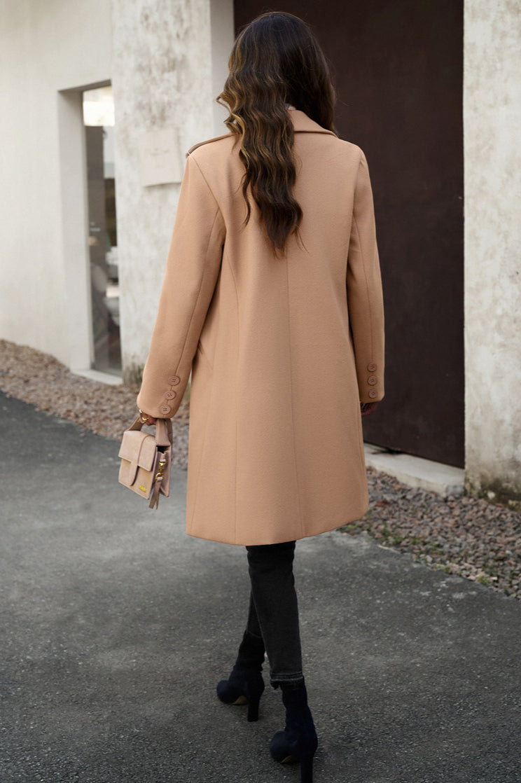 Wool Blend Solid Longline Coat coats