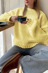 Minimalist Solid Color Loose Crewneck Knit Sweater