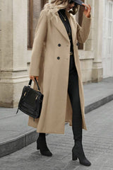 Wool Lapel Long Belted Double Overcoat
