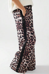 Chic Leopard Print Relaxed Wide Leg Pants