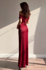 Chic Off Shoulder Bodycon Maxi Hem Prom Dress