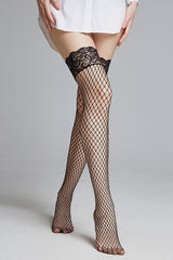 Plus Size Mesh Silicone Trim Fishnet Tights