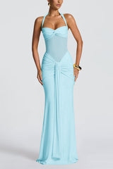 Mesh Panel Sash Maxi Dress