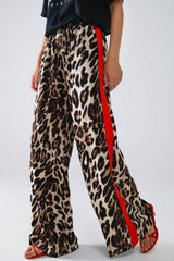 Chic Leopard Print Relaxed Wide Leg Pants