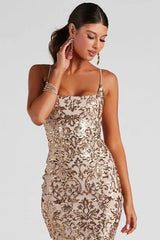 Sequin Spaghetti Strap Backless Mini Dress