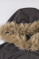 Street Style Fur Trim Sweatshirt Jacket