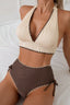 Halter Strappy Backless Textured Two Piece Swim Set