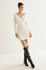 Elegant Cross Front Knit Bodycon Dress