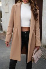 Wool Blend Solid Longline Coat coats
