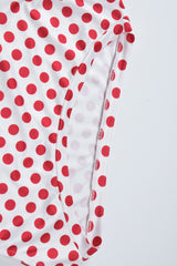 Chic Polka Dot Floral Sleeve Fitted Top Mini Skirt Set