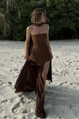 Off Shoulder Strapless Sleeveless Bodycon Midi Prom Dress