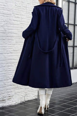Wool Lapel Long Belted Double Overcoat