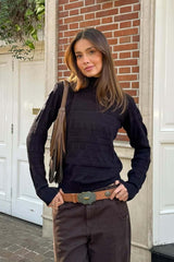 Cable Knit Round Neck Knit Top