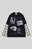 Collage Graphic Plaid Layered Long Sleeve Tee