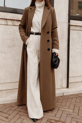 Warm Wool Solid Color Long Overcoat
