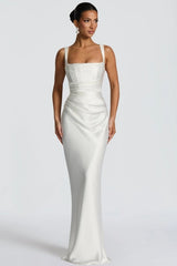 Square Neck Tie Waist Bodycon Mermaid Prom Dress