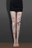 Embroidered Flower Pearl Nude Fishnet Tights