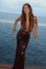 Sequin Hollow Out Boho Dress