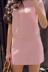 Short Sleeve Knit Crop Cardigan Pink / S