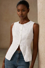 V Neck Single Breated Vintage Waistcoat Tank Top