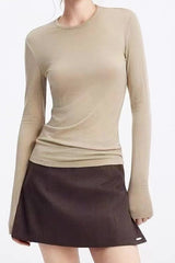 Cashmere Solid Slim Fit Knit Top