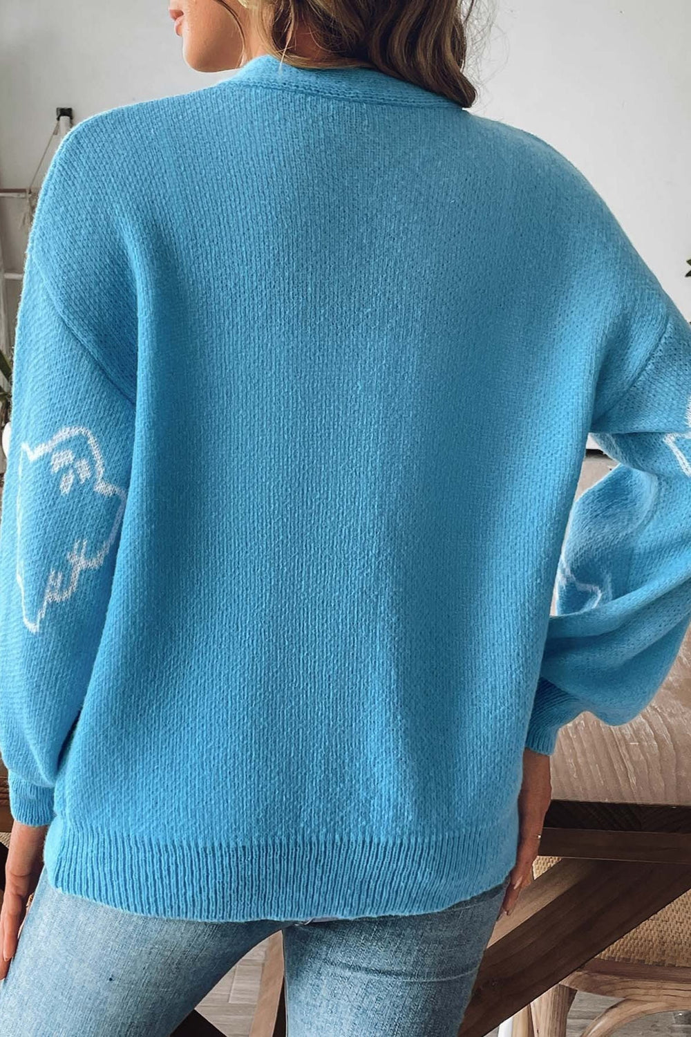 Jacquard Button Cardigan