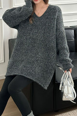 V Neck Sequin Oversized Sweater