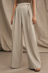 Casual High Waist Tie Wide Leg Long Pants
