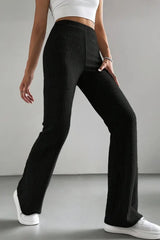 High Waist Ribbed Flared Knit Pants