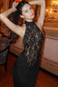 Lace Patchwork Backless High Waist Maxi Dress