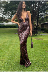 Sequin Hollow Out Boho Dress