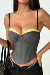 Paneled Corset Lace Up Chic Cotton Tank Top