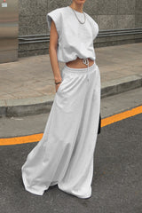 Sleeveless Vest Top Wide Leg Pants Set